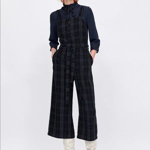 ZARA Plaid corduroy jumpsuit/overalls